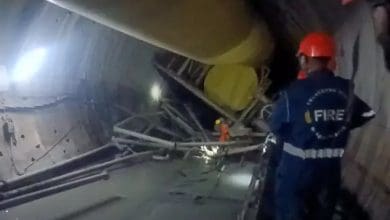 तेलंगाना एसएलबीसी सुरंग हादसे के बाद बचाव कार्य में जुटे राहतकर्मी।