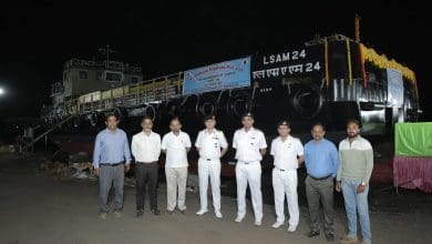 भारतीय नौसेना के लिए एलएसएएम 24 (यार्ड 134) बार्ज का शुभारंभ समारोह।