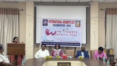 हैदराबाद में अंतरराष्ट्रीय महिला दिवस समारोह का दृश्य