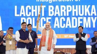 गृहमंत्री अमित शाह लचित बोरफुकन पुलिस अकादमी के उद्घाटन पर संबोधित करते हुए