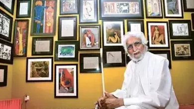 एम.एफ. हुसैन की 'ग्राम यात्रा' पेंटिंग, जो 118 करोड़ रुपये में नीलाम हुई।