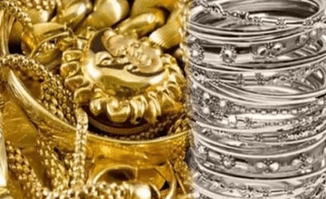 सोने और चांदी की कीमतों में उछाल दर्शाने वाला ग्राफ।