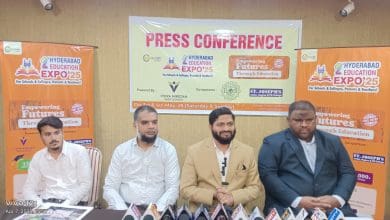 हैदराबाद एजुकेशन एक्सपो 2025 में शैक्षणिक स्टॉल और भीड़