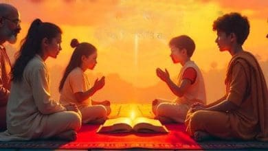 नवकार महामंत्र का दिव्य चित्रण और उसकी शक्ति का प्रतीक चित्र