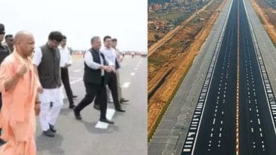 शाहजहांपुर में बनी भारत की पहली नाइट लैंडिंग हवाई पट्टी का दृश्य"