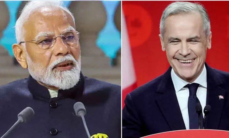 प्रधानमंत्री मोदी द्वारा मार्क कार्नी को बधाई देने का दृश्य