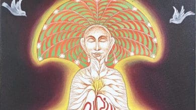 नवकार मंत्र का जाप करते भक्तजन – आत्मिक शांति का प्रतीक चित्र