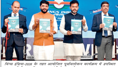 विंग्स इंडिया-2026 पूर्वावलोकन में भाग लेते हुए केंद्रीय मंत्री के. राममोहन नायुडू व अन्य अधिकारी