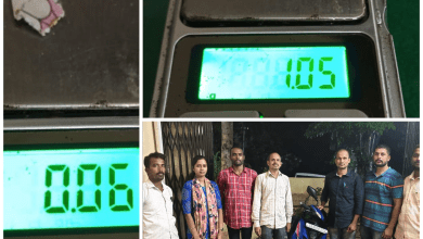 अमीरपेट में ड्रग्स के साथ गिरफ्तार दो तस्कर और जब्त सामग्री