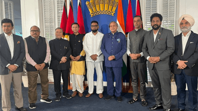 गुयाना के राष्ट्रपति मोहम्मद इरफान अली के साथ भारतीय प्रतिनिधिमंडल की बैठक।