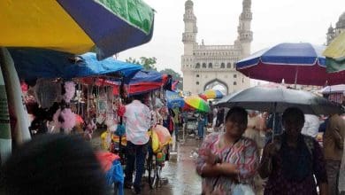 तेलंगाना के कई जिलों में बारिश के दृश्य