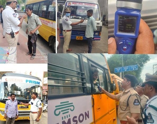 स्कूल बसों पर ड्रंक एण्ड ड्राइव का विशेष अभियान