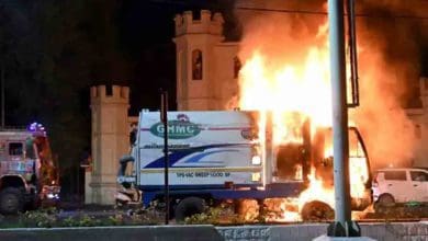 जीएचएमसी सड़क सफाई वाहन में लगी आग की घटना