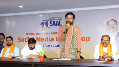 किशन रेड्डी बीजेपी सोशल मीडिया वर्कशॉप में संबोधित करते हुए