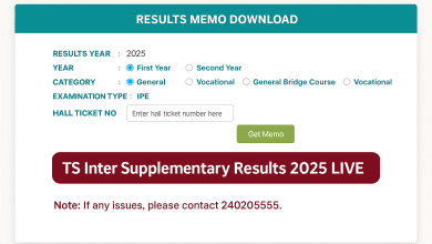तेलंगाना इंटरमीडिएट सप्लीमेंट्री परीक्षा परिणाम 2025 घोषित