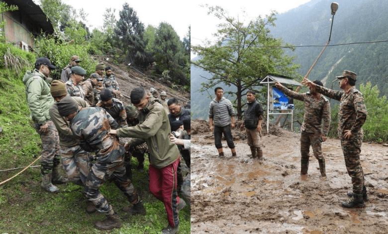 NDRF टीम छातेन में बचाव कार्य करते हुए