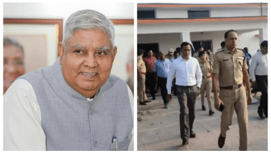 उपराष्ट्रपति मुजफ्फरपुर पहुँचते समय स्वागत समारोह का दृश्य”