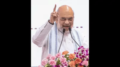 वाराणसी में चार राज्य के मुख्यमंत्री अमित शाह के साथ बैठक करते हुए”