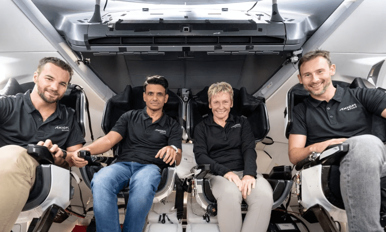शुभांशु शुक्ला Axiom‑4 मिशन क्रू Dragon और Falcon 9 के साथ ISS की ओर”