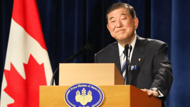 शिगेरु इशिबा प्रेस कॉन्फ्रेंस में, नाटो सम्मेलन में भाग न लेने की घोषणा करते हुए”