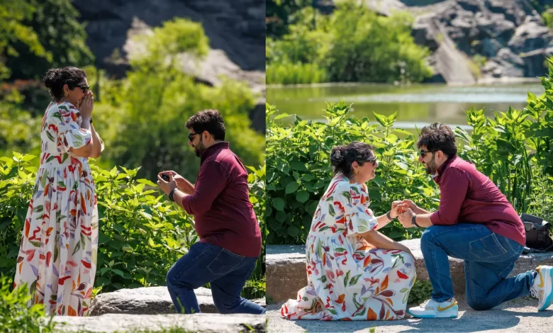 अंशुला कपूर और रोहन ठक्कर की सगाई की तस्वीर न्यूयॉर्क के सेंट्रल पार्क में