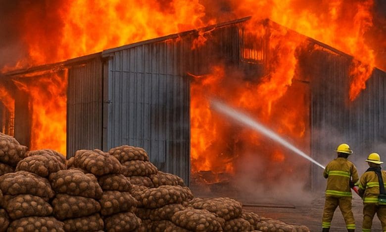 पपीरेड्डी नगर कॉलोनी के चिप्स गोदाम में भीषण आग