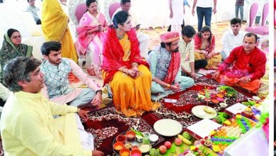 शिव महापुराण कथा हेतु गगन पहाड़ में भूमि पूजन