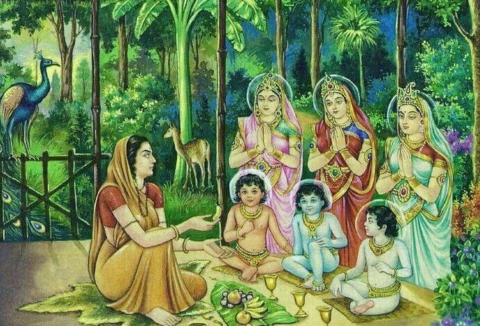 सती अनुसुइया के सामने बालक रूप में त्रिदेव की उपस्थिति