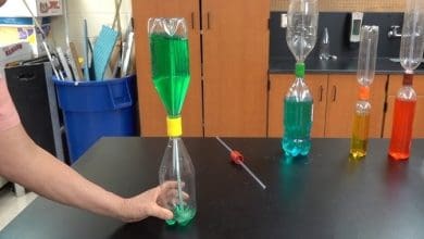 गर्म और ठंडे पानी का रंगीन प्रयोग करते हुए बच्चे