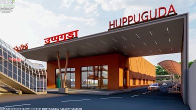 उप्पुगुड़ा रेलवे स्टेशन पुनर्विकास कार्य के दृश्य