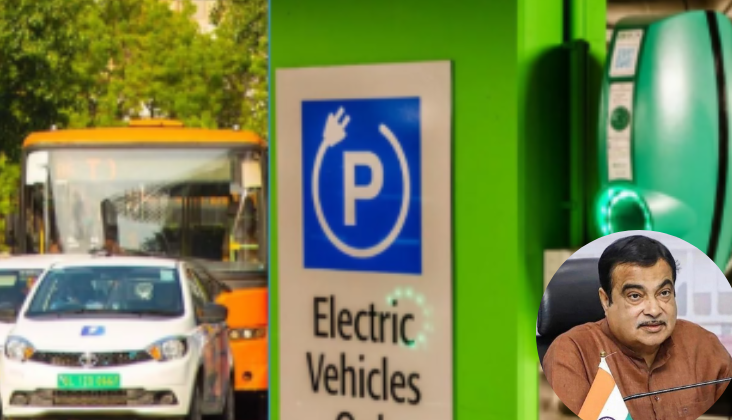 ईवी चार्जिंग स्टेशन का उद्घाटन करते हुए नितिन गडकरी