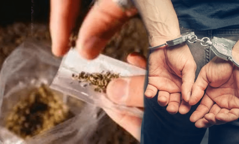 हैदराबाद पुलिस द्वारा जब्त किया गया गांजा और गिरफ्तार आरोपी