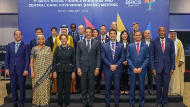 ब्रिक्स बैठक में भाषण देतीं वित्त मंत्री निर्मला सीतारमण