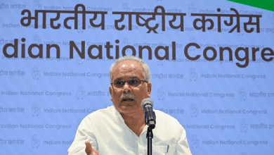 भिलाई आवास पर ED की छापेमारी में मौजूद सुरक्षा बल"