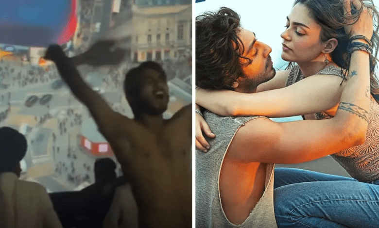 दर्शक थिएटर में ‘साइयारा’ टाइटल ट्रैक पर झूमते हुए, फोन फ्लैश और तालियों के साथ”