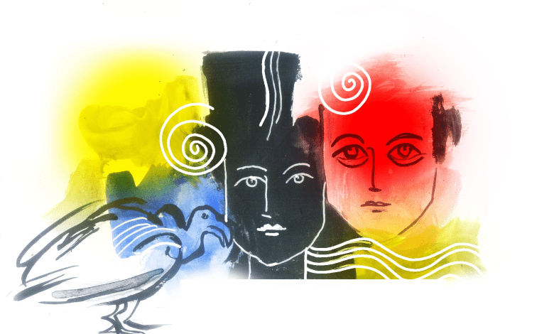 डर के रूप में आए सुदर्शन युवक से बात करता व्यक्ति