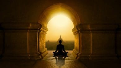 ध्यान और वैराग्य से मन को साधने के उपाय बताते हुए श्रीकृष्ण का चित्र