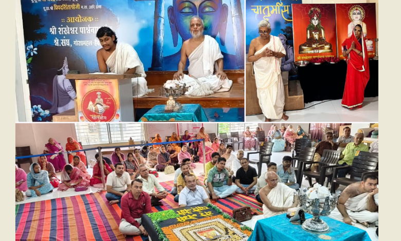 शंखेश्वर भवन में पूज्य मुनिश्री का जिनवाणी पर प्रवचन सभा