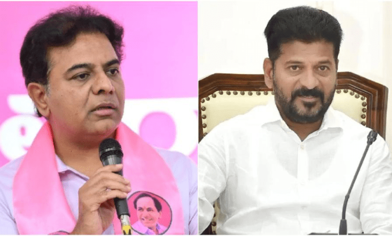 केटीआर प्रेस कॉन्फ्रेंस में रेवंत रेड्डी के दिल्ली दौरों पर सवाल उठाते हुए