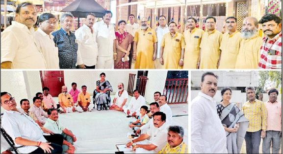 रामदेवरा दरबार, शिवरामपल्ली में आयोजित होने वाले श्री रामदेव बाबा अवतारोत्सव की तैयारियों को लेकर बैठक आयोजित की गई। अवसर पर उपस्थित धर्मस्व विभाग की एक्सीक्यूटिव ऑफिसर ए. रमा देवी, श्यामुसन्दर गिलड़ा, धर्मचन्द भंसाली, कमलकिशोर जाजू, दिनेश अग्रवाल, जगदीश अग्रवाल, श्यामसुन्दर परताणी, कमलेश परताणी, सुरेश महाराज, भंवर महाराज, पिंटू महाराज, कौशलेश महाराज, जनार्दन महाराज एवं अन्य।