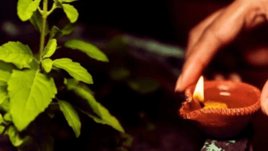 भाद्रपद माह में तुलसी की सूखी लकड़ी से जलाया गया दीया