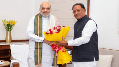 सीएम विष्णु देव साय और अमित शाह दिल्ली में नक्सल मुद्दे पर चर्चा करते हुए