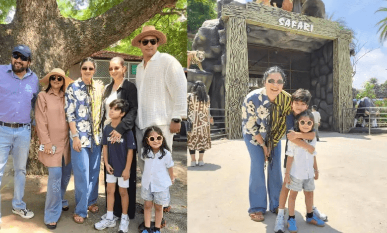 सानिया मिर्ज़ा और परिवार हैदराबाद चिड़ियाघर में प्री-बर्थडे आउटिंग के दौरान