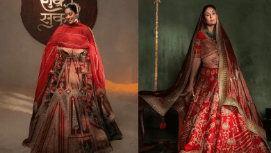 जान्हवी कपूर का लाल मसाबा लहंगा और ब्राइडल लुक
