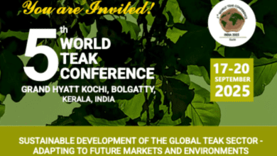 कोच्चि में आयोजित होने जा रहे विश्व सागौन सम्मेलन 2025 का दृश्य