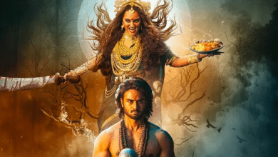 सोनाक्षी सिन्हा और सुधीर बाबू फिल्म जटाधारा के पोस्टर में