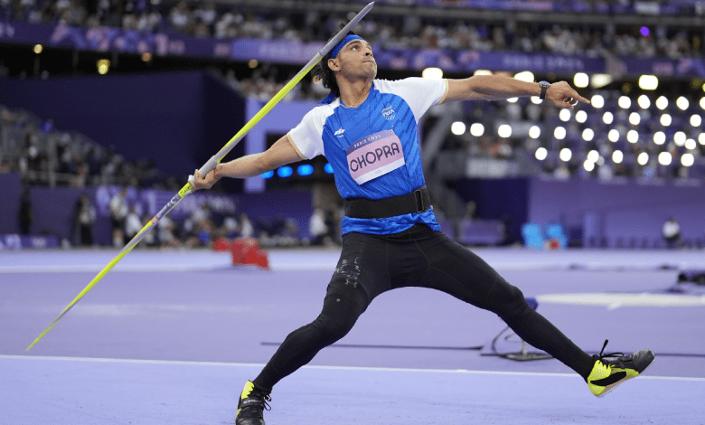 नीरज चोपड़ा विश्व चैम्पियनशिप में 84.85 मीटर थ्रो करते हुए