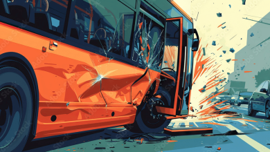 इंदौर-उज्जैन रोड पर तेज रफ्तार बस और मोटरसाइकिल की टक्कर के बाद दुर्घटना स्थल