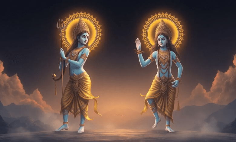 अश्विन मास में पूजा करते श्रद्धालु और अश्विनी कुमार की प्रतिमा