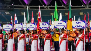 भारत में विश्व पैरा एथलेटिक्स चैंपियनशिप के उद्घाटन में एथलीट्स